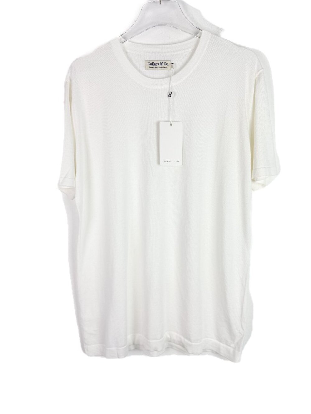 NWT Collars & Co. Cotton Silk Short Sleeve Tee T-Shirt Off-White Size Large L